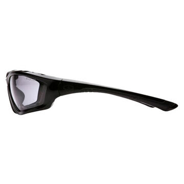 Safety Glasses, 136 mm wd, 116 mm lg, 10 mm thk, Anti-Fog, Light Gray, Framed, Black