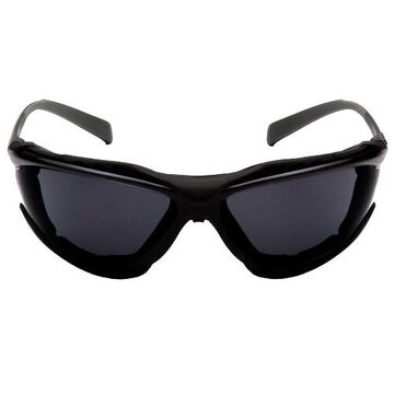 Safety Glasses, 135 mm wd, 161 mm lg, 1.6 mm thk, H2MAX Anti-Fog, Dark Gray, Foam Lined Frame, Black
