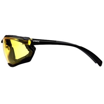 Safety Glasses, 135 mm wd, 161 mm lg, 1.6 mm thk, H2X Anti-Fog, Amber, Foam Lined Frame, Black