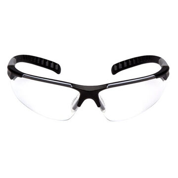 Lunettes de sécurité flexibles, largeur 132.5 mm, largeur 158 mm, épaisseur 2.2 mm, antibuée, transparent, monture ventilée, noir-gris