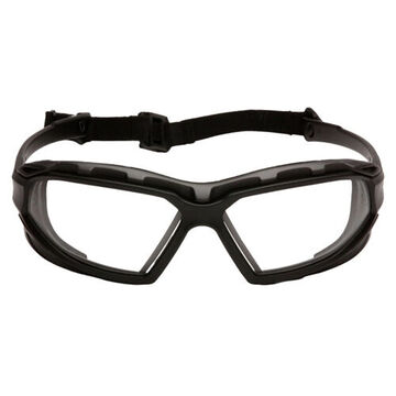 Safety Glasses, 136.5 mm wd, 166 mm lg, 2.3 mm thk, H2X Anti-Fog, Clear, Vented Frame, Black-Gray