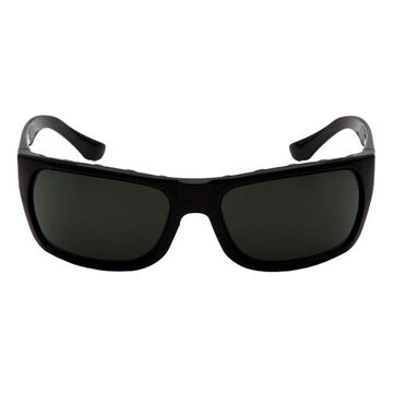 Safety Glasses, 132.6 mm wd, 160 mm lg, 2.3 mm thk, Anti-Fog, Forest Gray, Vented Frame, Black