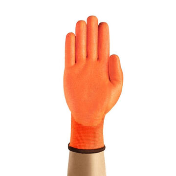 Medium-duty Work Gloves, Polyurethane, Nitrile Palm, High Visibility Orange