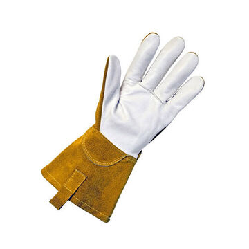 Gants de soudage TIG, 2X-Large, paume en cuir de chèvre grain, gris/jaune, main gauche et droite, cuir de vache