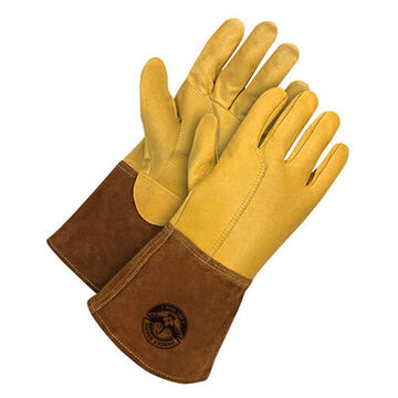 Welding Gloves, 2X-Large, Grain Cowhide Palm, Gunn Cut, Straight Thumb, Grain Cowhide Back Hand