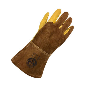 Tig Welding Gloves, Grain Goatskin Palm, Brown/white, Left And Right Hand, Goatskin