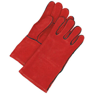 Welding Gloves, Large, Split Cowhide Palm, Rust, Welted Seam, Split Cowhide Back Hand, Kevlar Stitch