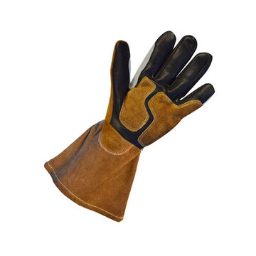 Gloves Mig Welding, Grain Cowhide Palm, Black/gray, Cowhide