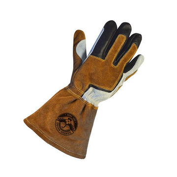 Mig Welding Gloves, Grain Cowhide Palm, Black/gray, Cowhide
