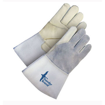 Welding Gloves, 2X-Large, Grain Cowhide Palm, Gray, Gunn Cut, Wing Thumb, Grain Cowhide Back Hand, Kevlar Stitch