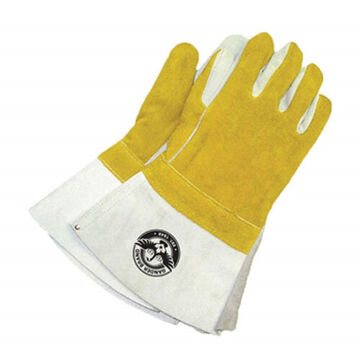 Welding Gloves, Universal, Cowhide Palm, Gray, Yellow, Cowhide