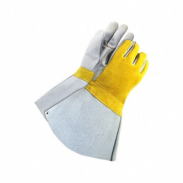 Welding Gloves, Universal, Cowhide Palm, Gray, Yellow, Cowhide
