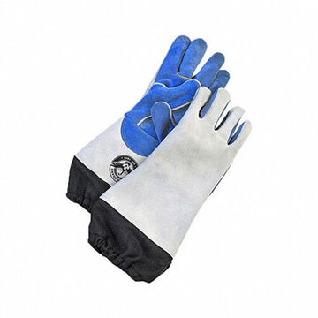 Gants de soudage, paume en cuir de vachette, bleu, gris, cuir de vachette