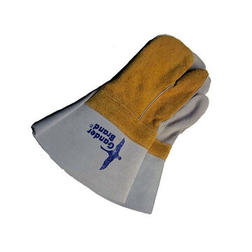 Gants de soudage, universels, paume en cuir de vache fendu, gris/jaune, cuir de vache