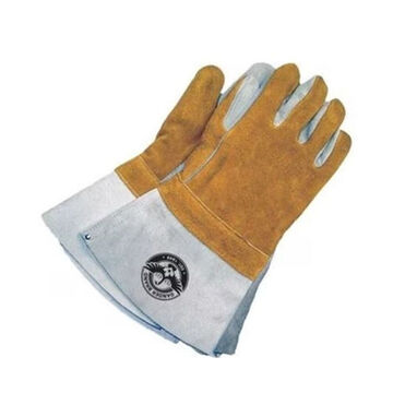 Gants de soudage, universels, paume en cuir de vache fendu, gris/jaune, cuir de vache