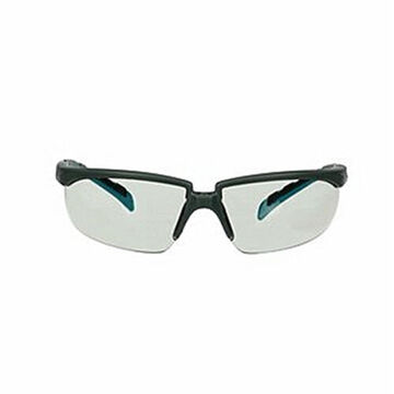 Safety Goggle, Medium, Anti-Fog, Scratch-Resistant, I/O Gray, Half Frame, Gray/Teal