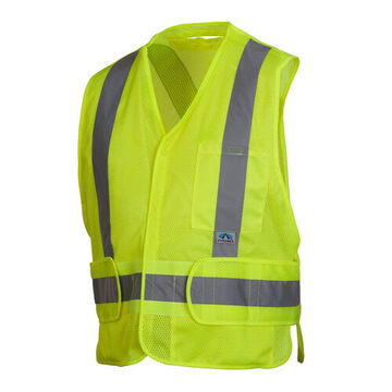 Gilet de sécurité léger, 2X-Large, citron vert haute visibilité, polyester, classe 2, poitrine de 29.5 pouce