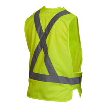 Gilet de sécurité léger, 2X-Large, citron vert haute visibilité, polyester, classe 2, poitrine de 29.5 pouce