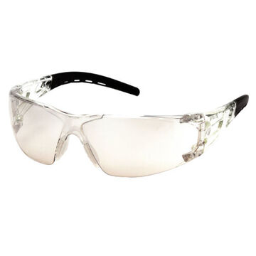Safety Glasses, 129 mm wd, 160.8 mm lg, 1.95 mm thk, Universal, I/O Mirror, Wraparound Frame, Black