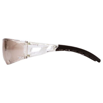 Safety Glasses, 129 mm wd, 160.8 mm lg, 1.95 mm thk, Universal, I/O Mirror, Wraparound Frame, Black