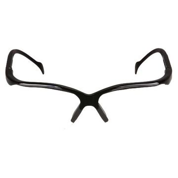 Safety Glasses, 142 mm wd, 150 to 163 mm lg, 2.2 mm thk, Anti-Scratch, Clear, Half Frame, Black