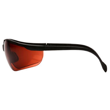 Safety Glasses, 142 mm wd, 150 to 163 mm lg, 2.2 mm thk, Anti-Scratch, Sun Block Bronze, Half Frame, Black