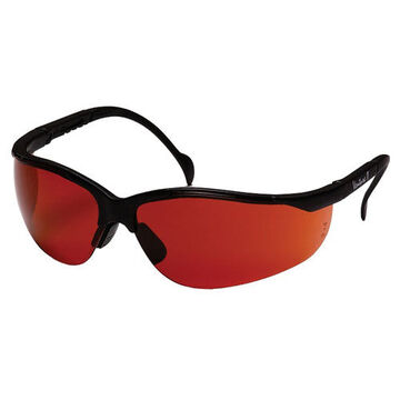 Safety Glasses, 142 mm wd, 150 to 163 mm lg, 2.2 mm thk, Anti-Scratch, Sun Block Bronze, Half Frame, Black