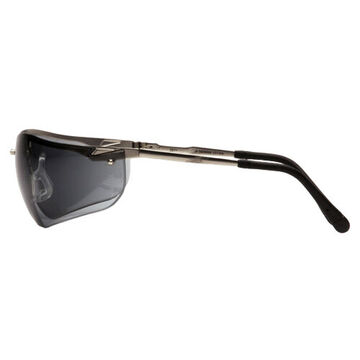 Safety Glasses, 135 mm wd, 157 mm lg, 2.2 mm thk, Anti-Scratch, Gray, Contemporary Frame, Gun Metal