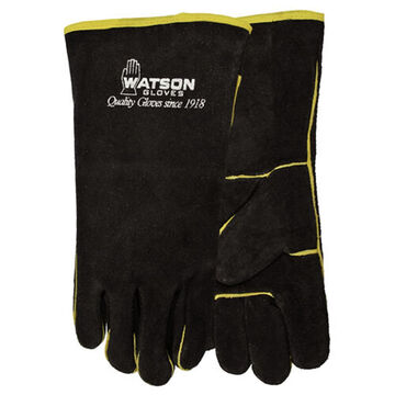 Welding Gloves, Universal, Cowhide Leather Palm, Black, Cowhide Leather