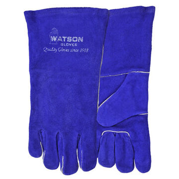 Welding Gloves, Universal, Cowhide Leather Palm, Blue, Cowhide Leather