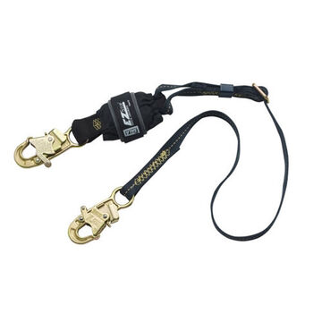 Adjustable Shock Absorbing Lanyard, 311 to 420 lb, 6 ft lg, 1 Leg, Black