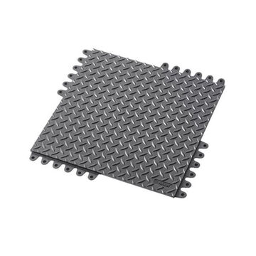 Interlocking Thick Rubber Mat Anti-Fatigue Mat, 18 in lg, 18 in wd, 3/4 in thk, Black, Natural Rubber