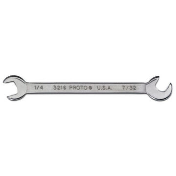 Short Angle Wrench, 1/4 x 7/32 in, Open End, 3 in lg