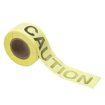 Biodegradable Barricade Tape, Black on Yellow, 3 in wd, 135 ft lg, Caution, Woven, Cotton