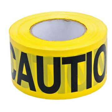 Tape Lightweight Barricade, Black On Yellow, Solid, 3 In Wd, 1000 Ft Lg, 0.003 In Thk, Polyethylene, Caution