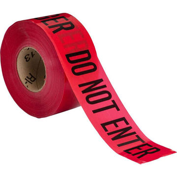 Tape Economy Grade Barricade, Black On Red, 3 In Wd, 1000 Ft Lg, Danger Do Not Enter, Polyethylene