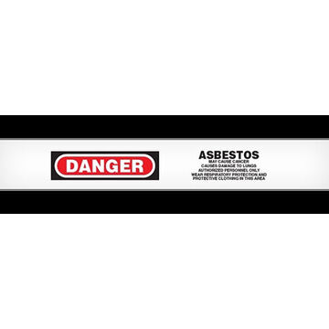 Barricade Tape, Red, White, Black, 3 in wd, 1000 ft lg, Danger Asbestos, Low Density Polyethylene