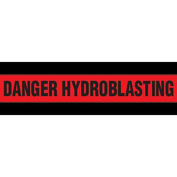 Barricade Tape, Black on Red, 3 in wd, 1000 ft lg, Danger Hydroblasting, Low Density Polyethylene