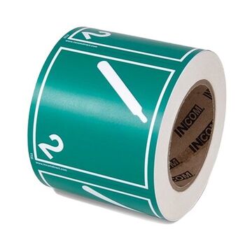 Arc Flash Label, 4 in wd, 4 in ht, Green on White, Vinyl