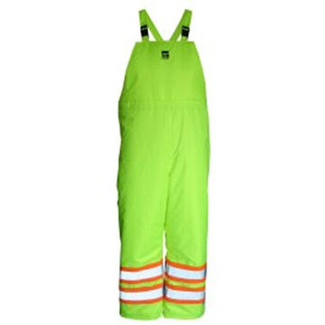 Pantalon à bavette haute visibilité, M, citron vert haute visibilité, rayures argentées, doublure en micro-polaire, taille de 45 pouce
