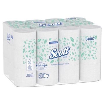 Coreless, Regular Roll Bathroom Tissue, 3.9 x 4 in, Recycled Fiber, White