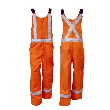 Bib Pant, 38 to 40 in Waist, Orange, 88% Cotton, 12% High Tenacity Nylon