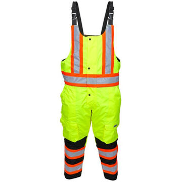 Insulated Bib Pant, L, Fluorescent Lime, Polyester/PU