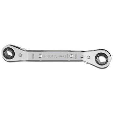 Offset Double Box Reversible Ratcheting Wrench Box End Wrench, Reversible, 6 point, 6-17/32 in lg, 25 deg