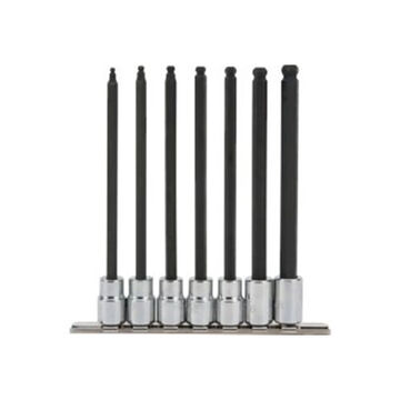 Hex Bit Set, Hex Bit, Square Drive, Square Drive, 7 Pieces, Alloy Steel, Full Polish