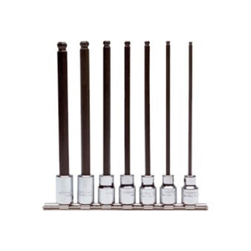 Hex Bit Set, Hex Bit, Square Drive, Square Drive, 7 Pieces, Alloy Steel, Full Polish