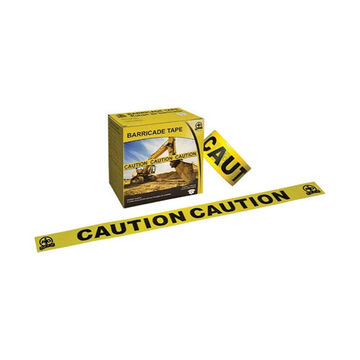 Weather-resistant Barricade Tape, Black on Yellow, 3 in wd, 1000 ft lg, Caution