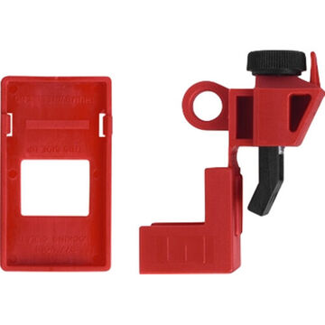 Single Pole Breaker Lockout, 120/277 V, Red, 7 mm Padlock Shackle dia