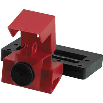 Breaker Lockout Single-pole, Oversized Clamp-on, 480/600 V, Red, Polypropylene, 0.281 In Padlock Shackle Dia