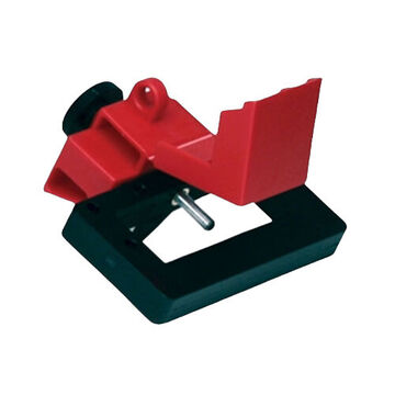 Single-pole, Oversized Clamp-On Breaker Lockout, 480/600 V, Red, Polypropylene, 0.281 in Padlock Shackle dia